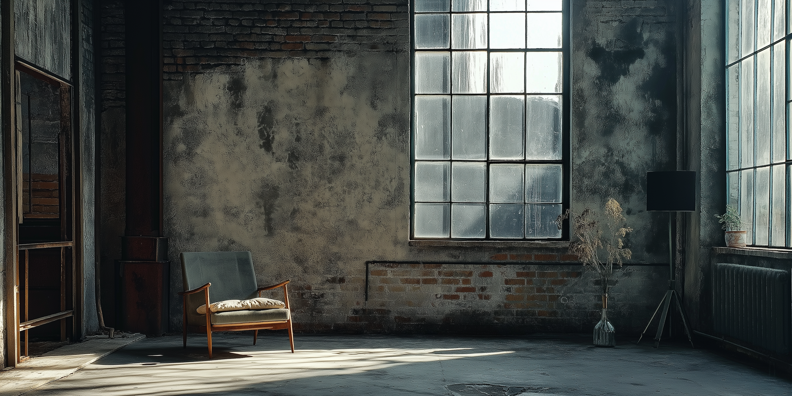 Rincon loft industrial con silla.